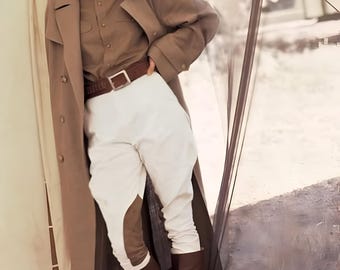 Women's Vintage Steampunk English Jodhpurs Beige Women Breeches