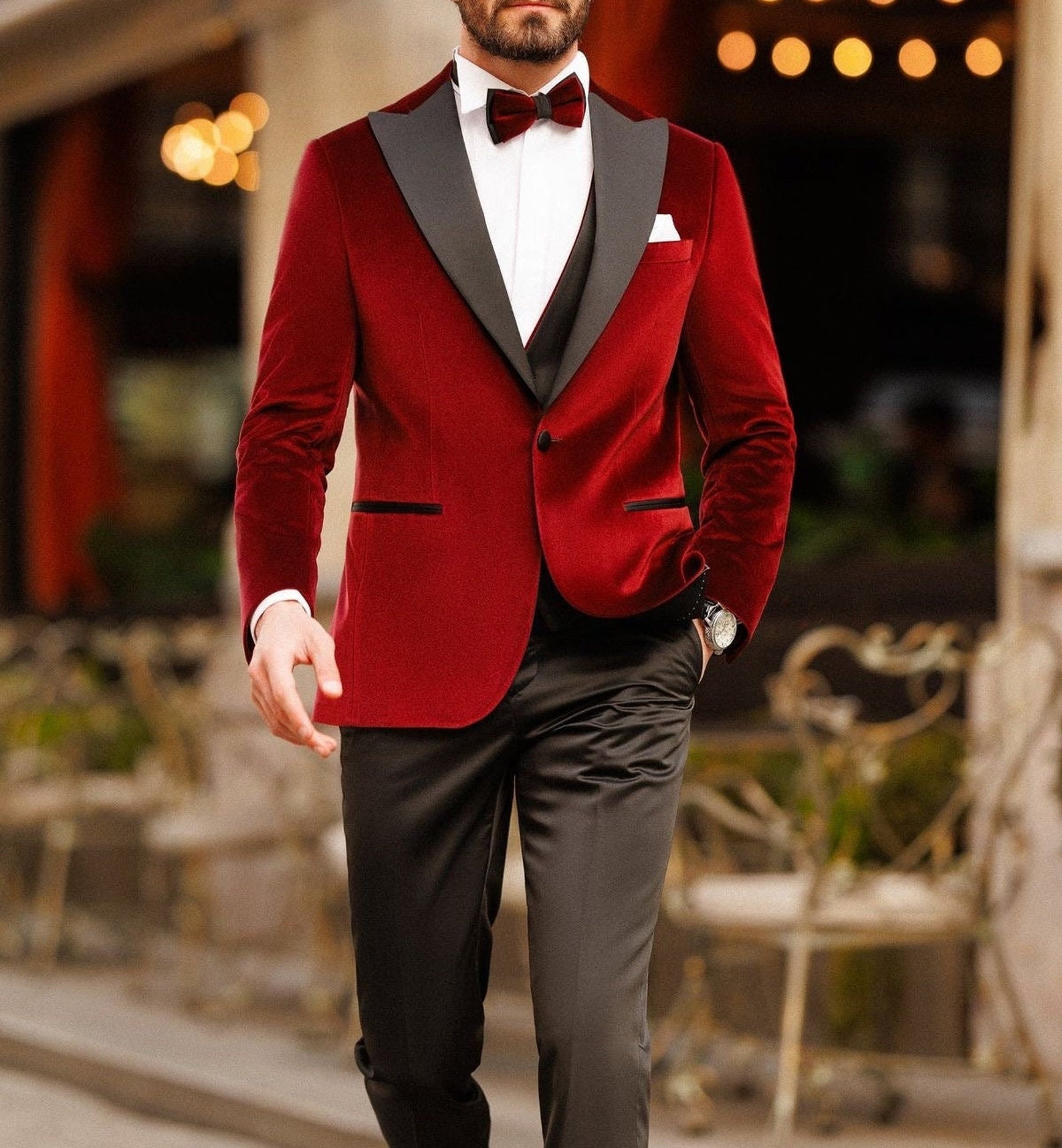 Men Suits Wedding 3 Piece Tuxedo Suit Christmas Party Wear Dinner Suits