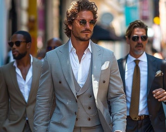 Traje gris de 3 piezas para hombre: traje formal de novio de corte entallado, traje gris de 3 piezas a medida para hombre, negocios y eventos especiales.