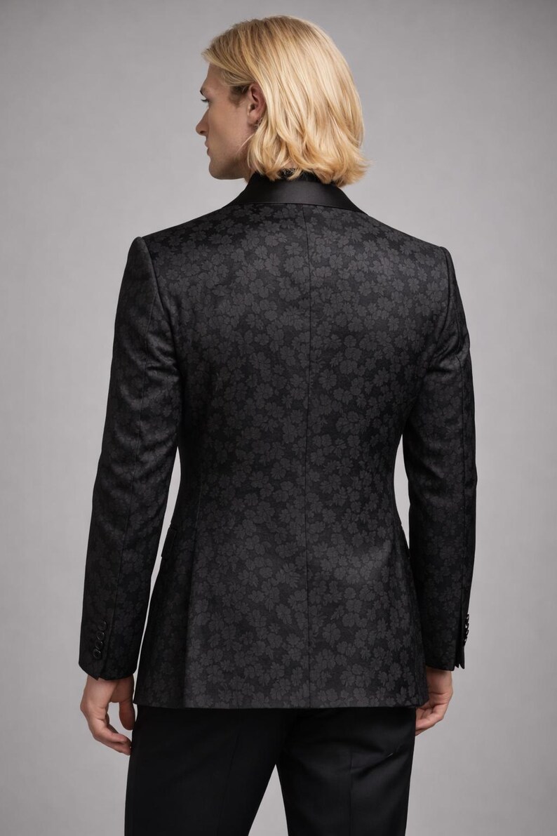 Man Suits Black Jacquard 3 Piece Suit Wedding Tuxedo Groom Suit Men Party Wear Outfits image 4