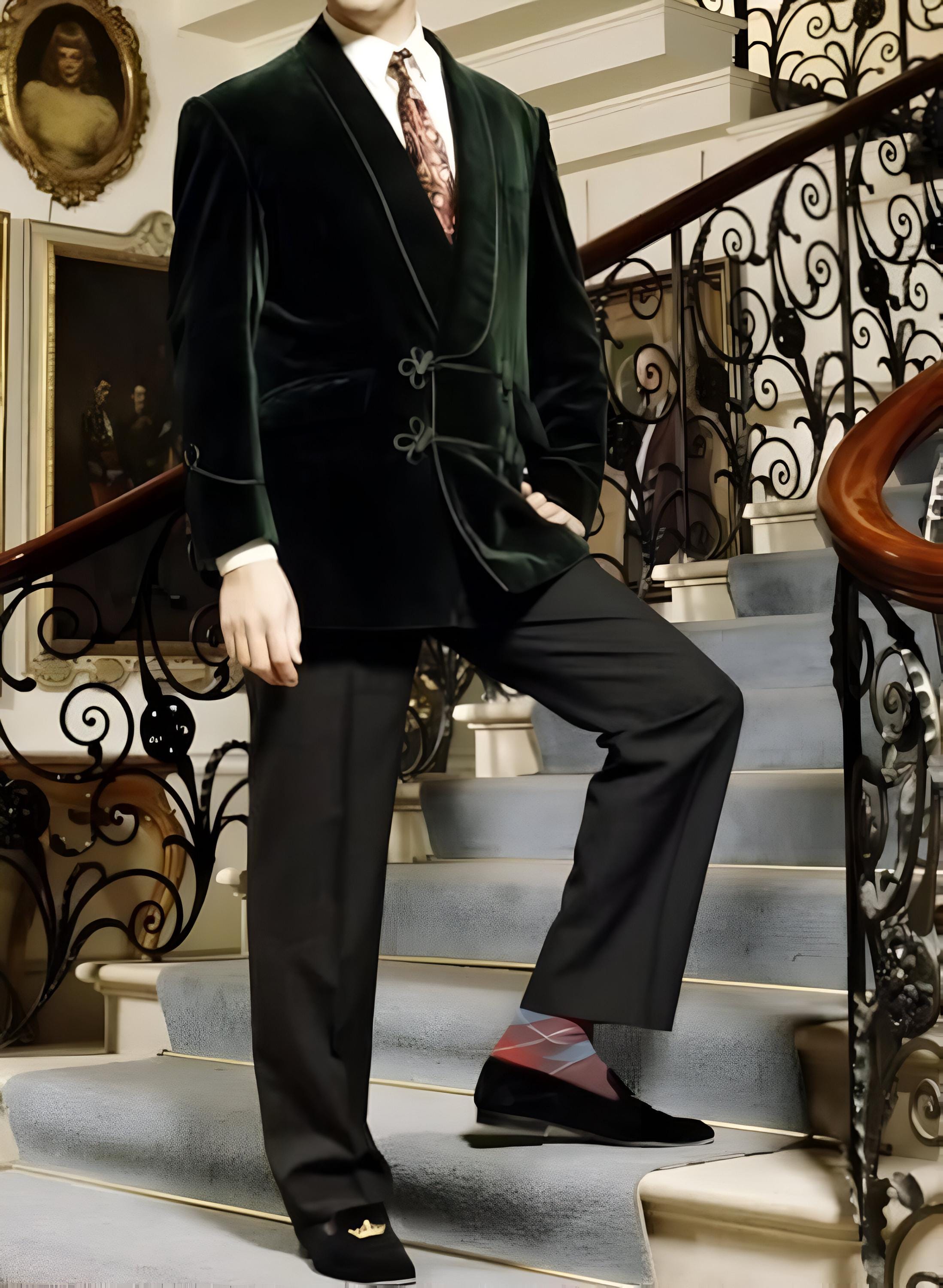 Smoking Jacket Men Green Velvet Dinner Jackets Christmas Party