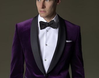 Men&#39;s Tuxedo Jacket Purple Velvet Wedding Blazer for Men Stylish Velvet Jacket Formal Wear