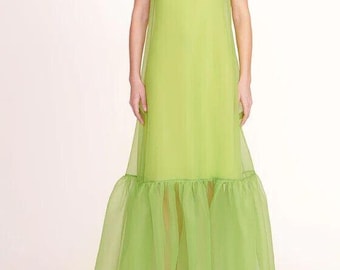 Silk Organza Maxi Dress Women Long Dress for Wedding Guest Bridesmaid Prom Evening Party Bridal Shower | Vintage Style, Custom Sizes