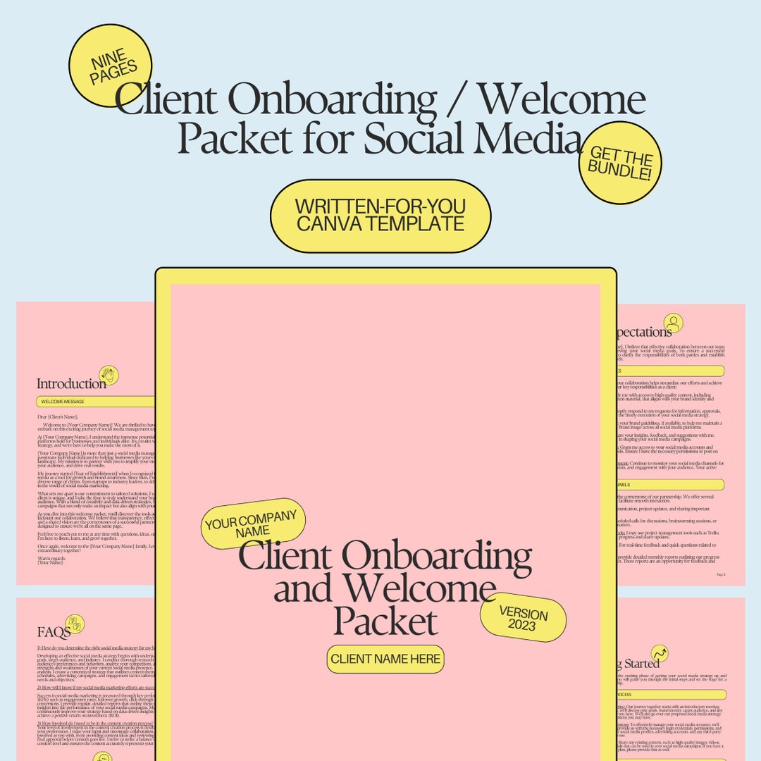 Social Media Client Onboarding Template and Packet Etsy Social Media Client Onboarding Template and Packet Etsy