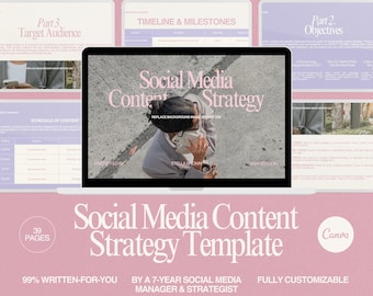 Social Media Content Strategy Template Canva Editable Marketing Strategy Deck for Freelance Social Media Managers and Small Agencies