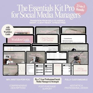 Paquete de plantillas para administradores de redes sociales Kit de inicio para agencias de redes sociales Sistema de incorporación de clientes para empresas Paquete de plantillas para agencias de redes sociales