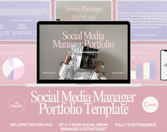 Freelance Social Media Manager Portfolio Template Canva Editable Digital Download Virtual Assistant Portfolio for Social Media Managers