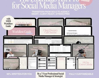 Social-Media-Manager-Vorlagen-Bundle Social-Media-AGENTUR-Starter-Kit Kunden-Onbording Business-System Social-Media-AGENTUR-Vorlagen-Paket