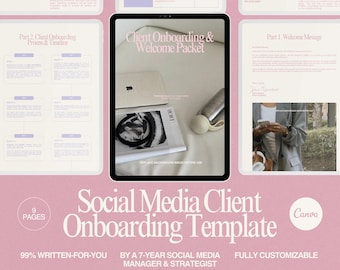 Client Onboarding Template Canva Editable Onboarding Checklist Welcome Packet for Social Media Manager Freelancers and Agencies