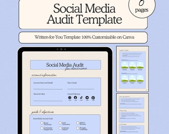 Modèle d'audit des médias sociaux Audit de contenu Audit Instagram Modèle d'audit client Modèles Social Media Manager Gestion des médias sociaux