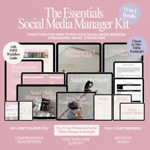 Szablony menedżera mediów społecznościowych dla niezależnych menedżerów mediów społecznościowych Zestaw szablonów cyfrowego planera i Canva dla menedżerów mediów społecznościowych