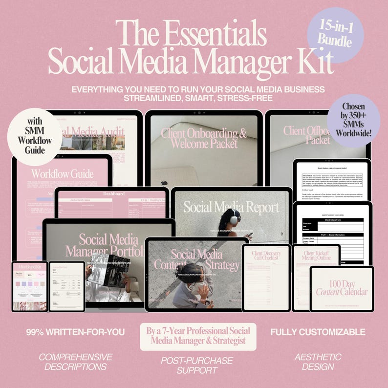 Done for You Social Media Manager Templates Bundle for Freelancers