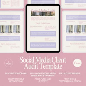 Plantilla de auditoría de redes sociales para clientes de Canva Plantilla de auditoría Lista de verificación de auditoría de redes sociales Auditoría de rendimiento de redes sociales para clientes