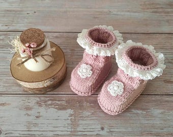 Baby booties pattern 0-3 months / Baby booties pattern with lace PDF / Baby booties tutorial with fancy stitch / Maternity booties
