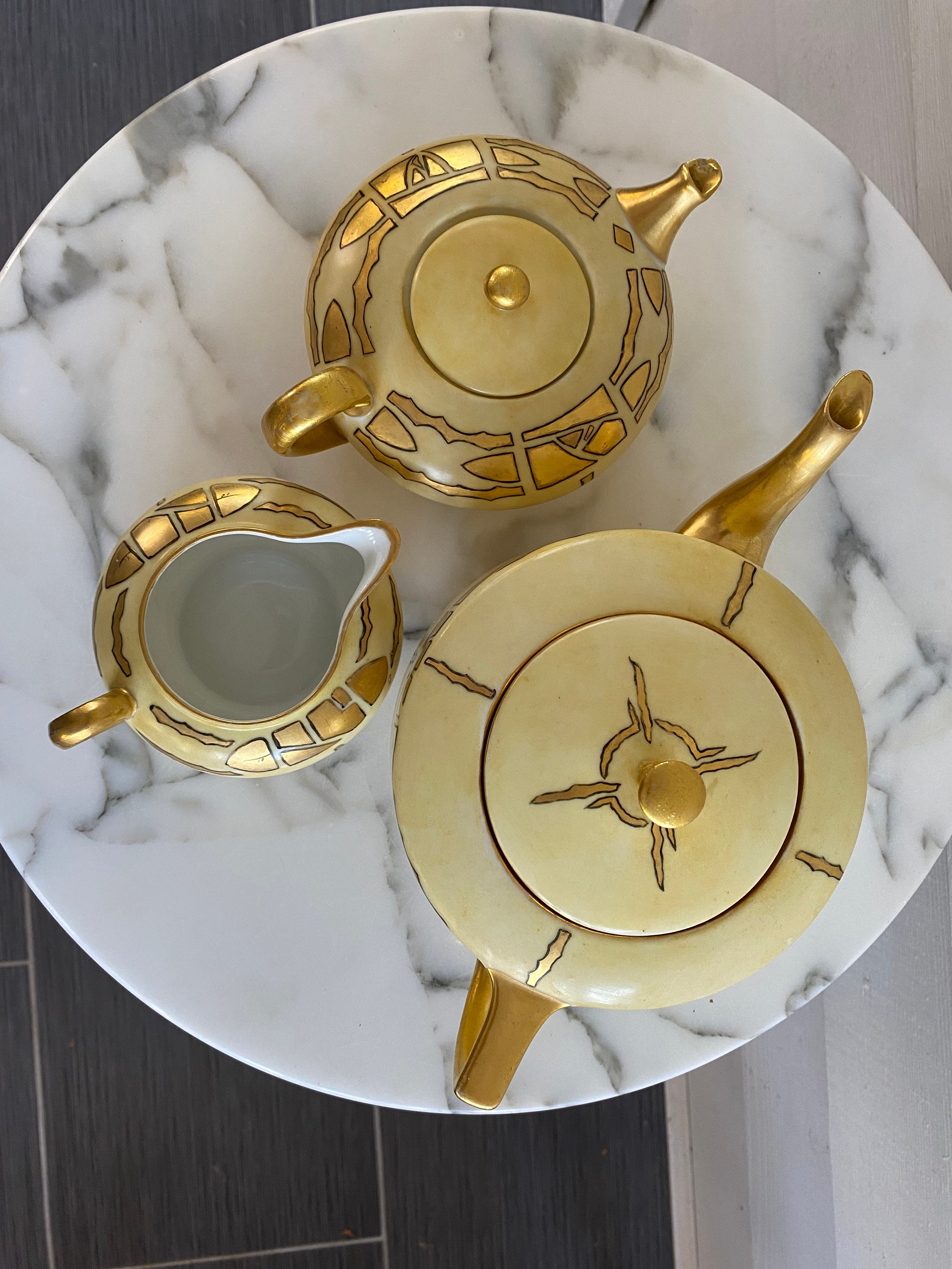 Vintage Limoges Art Deco Gilded Tea Set - Etsy