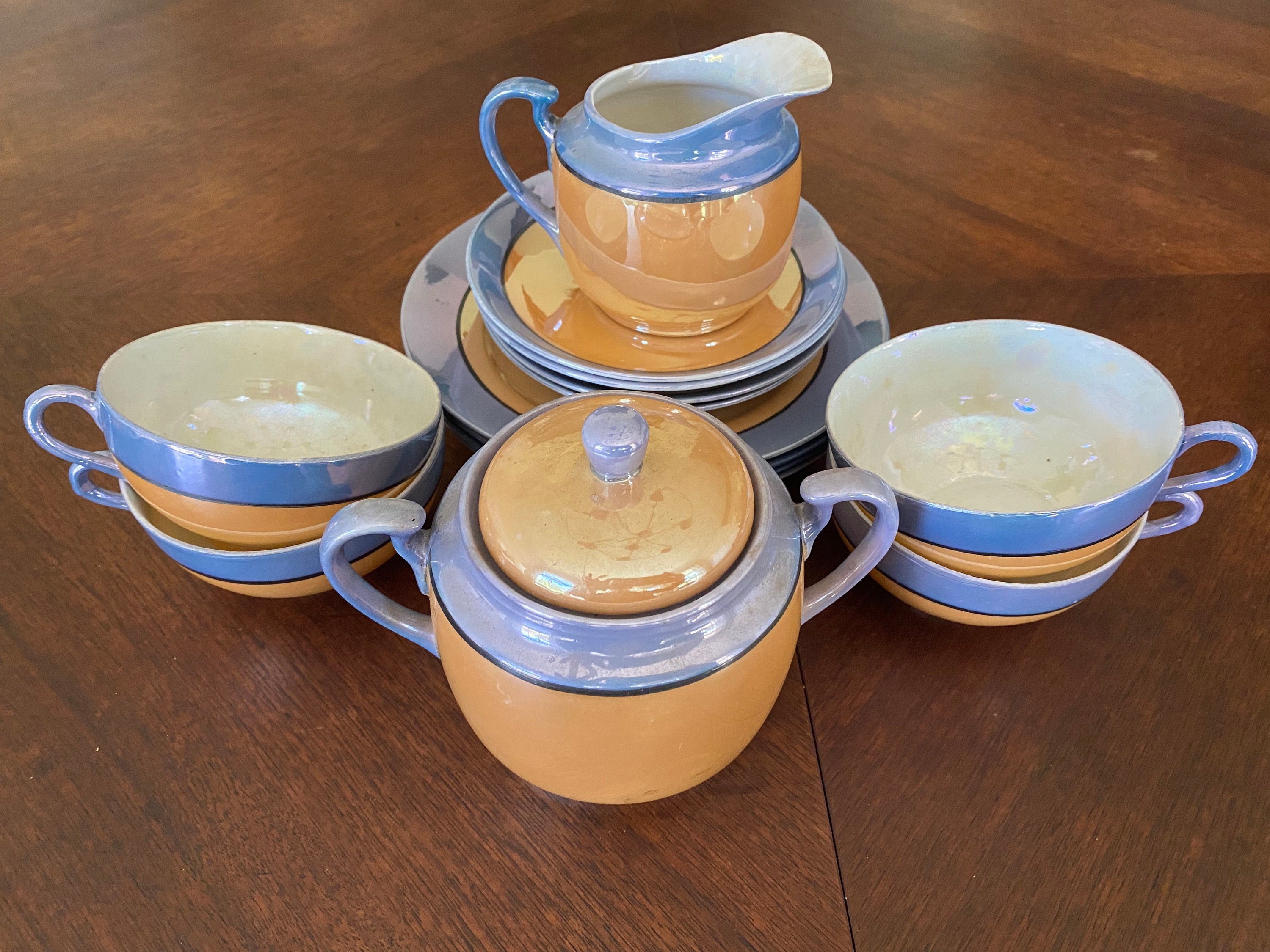 江戸後期　古清水　茶壺　高さ11㎝　タサチ　東な7-0703⭐︎2F Vintage Lusterware Tea Set From Japan - Etsy