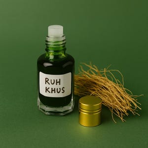 Handmade Ruh Khus Attar Perfume Oil: Natural Steam Distilled Vetiver