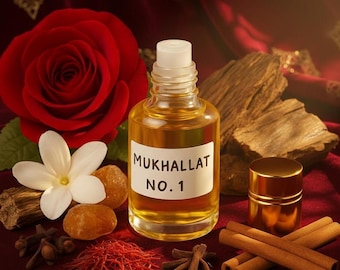 Handmade Mukhallat Attar | Natural Arabic Blend Attar Oil | Floral Woody Spicy Notes | Alcohol-Free & Steam-Distilled