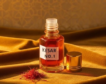 Handgemaakte saffraanattar – natuurlijke saffraanolie, kesar-parfum | Warme kruidige tonen | Alcoholvrij en met stoom gedestilleerd