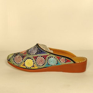 Handmade Black Velvet Mules for Women – Multicolor Prismatic Embroidery, Zari & Silk Thread Heeled Slip-Ons, Almond Toe Artisan Shoes