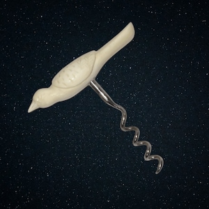 Handmade Bone Carved Sparrow Corkscrew | Vintage Wine Bottle Opener | Unique Barware & Bartender Gift