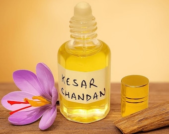 Handmade Kesar Chandan Attar | Saffron Sandalwood Perfume Oil | Woody Spicy Notes | Alcohol-Free & Long-Lasting