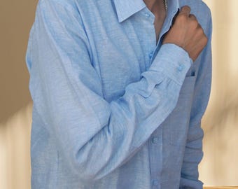 Handmade Pure Linen Shirt for Men | Custom Fit, Hand-Stitched, Lightweight & Breathable