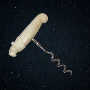 Handmade Bone Carved Lion Corkscrew: Unique Barware Gift