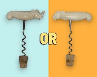 Handmade Bone Carved Elephant Figurine Corkscrew: Unique Barware Gift
