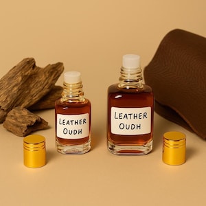 Huile de parfum pour cuir Oudh Attar | Fait main, sans alcool, longue durée de vie | Notes boisées et cuirées, distillée à la vapeur