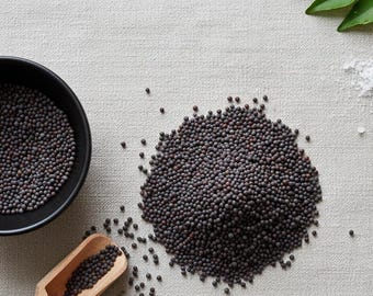 Semillas de mostaza negra orgánica / Especia Rai entera / Semilla aromática para la cocina india