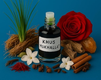 Handmade Khus Mukhallat Attar | Natural Arabian Vetiver Oil | Floral Earthy Spicy Notes | Alcohol-Free & Steam-Distilled