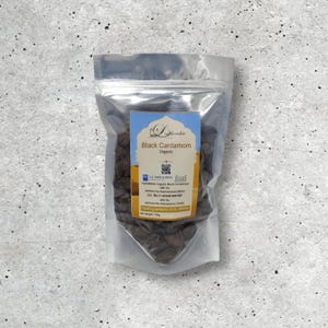 Organic Black Cardamom Pods - Aromatic Indian Spice for Cooking - Kali Badi Elaichi - Culinary Grade Natural Dried Hill Cardamom