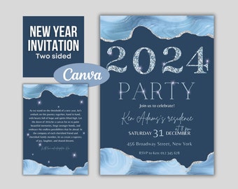 New Year's Eve invitation, Canva template invitation, NYE, New year celebration, New Year invitation, Digital invitation, Celebration