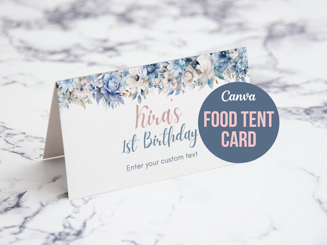 EDITABLE Food Tent Card Canva Template, 1st Birthday Celebration, Event ...