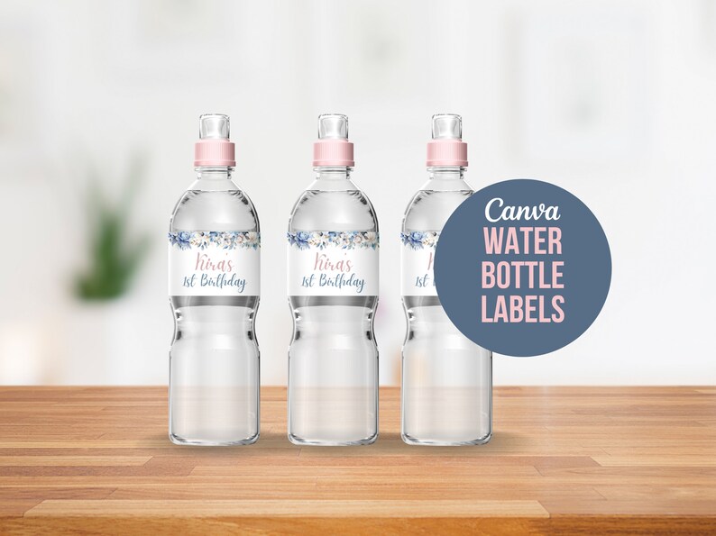 EDITABLE Water Bottle Label, Printable Water Bottle Label, Canva