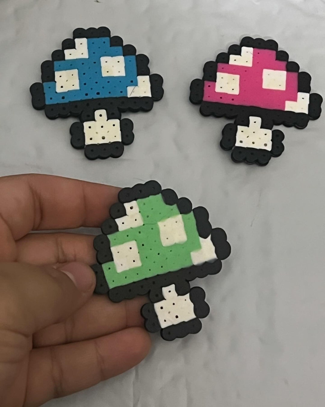 Pixel Mushroom Keychain: Colorful Fungi Accessory - Etsy