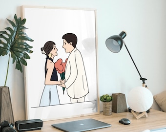 Ilustración personalizada personalizada - Regalo personalizado / Ilustración fotográfica / mejor amiga / retrato de pareja / Su momento minimalista único