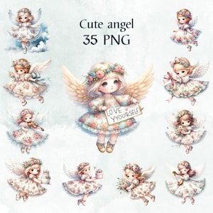 35 PNG baby hoeken, baby engelen, baby shower, cadeau voor kinderen, kinderen clipart, schattige engel clipart, commercieel gebruik
