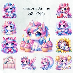 32 PNG Unicorn, Clipart, unicorn Anime, Nursery Clipart, Rainbow Clip Art,Unicorn Png, Commercial Use