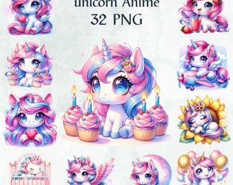 32 PNG Unicorn, Clipart, unicorn Anime, Nursery Clipart, Rainbow Clip Art,Unicorn Png, Commercial Use