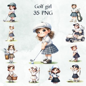 35 PNG Cute Aquarelle golf girl, golf png, sport, Player girls Clipart, golf png, Golf Club PNG, Utilisation commerciale
