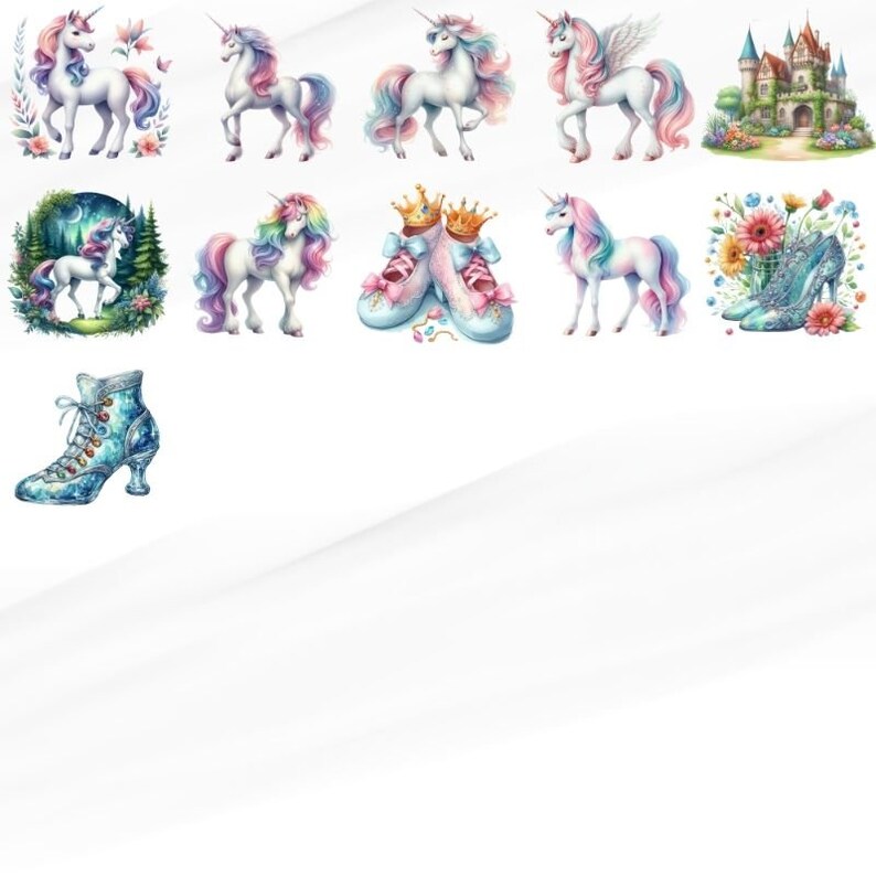 60 PNG Watercolor Princess Clipart PNG, Clipart Bundle, Cute Unicorn ...
