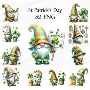 32 PNG Watercolor St. Patrick&#39;s Day Clipart, Cute Saint Patrick&#39;s Day PNG, Shamrock Clipart, Commercial Use