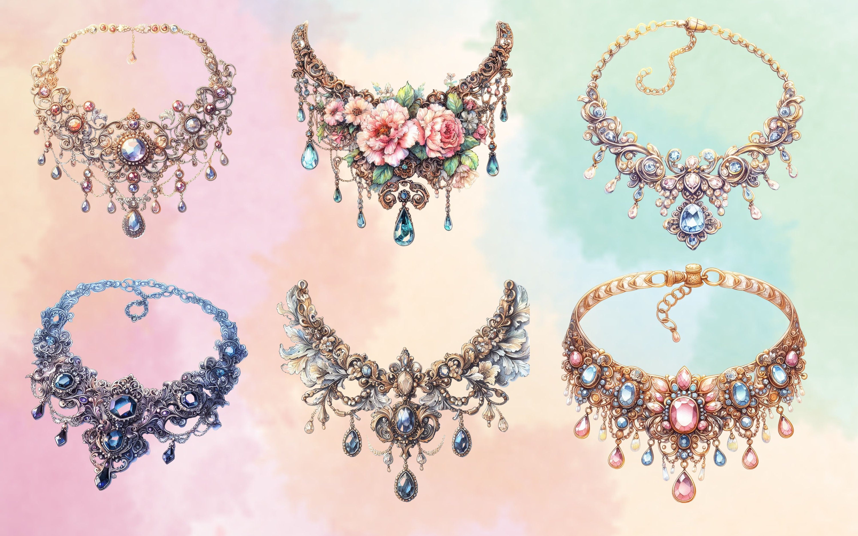 50 PNG Watercolor Jewelry Necklace Clipart, Jewelry Clipart Jewelry Png ...