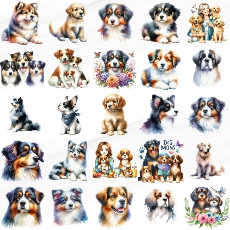 30 PNG Dog PNG Clipart Bundle for Sublimation and Crafting | Cute Dog ...