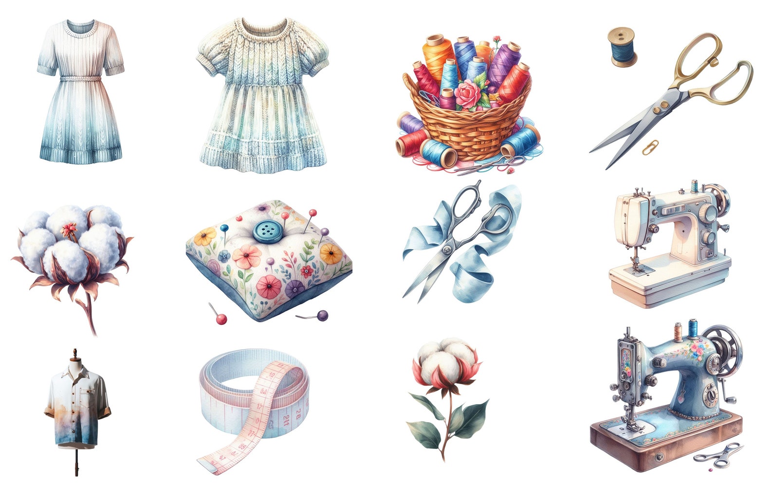 130 PNG Watercolor Sewing Clipart, Quilting Clipart - Sewing Machine ...