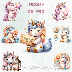 28 PNG Unicorn, Clipart, Valentine Day, Nursery Clipart, Rainbow Clip Art,Unicorn Png, Commercial Use