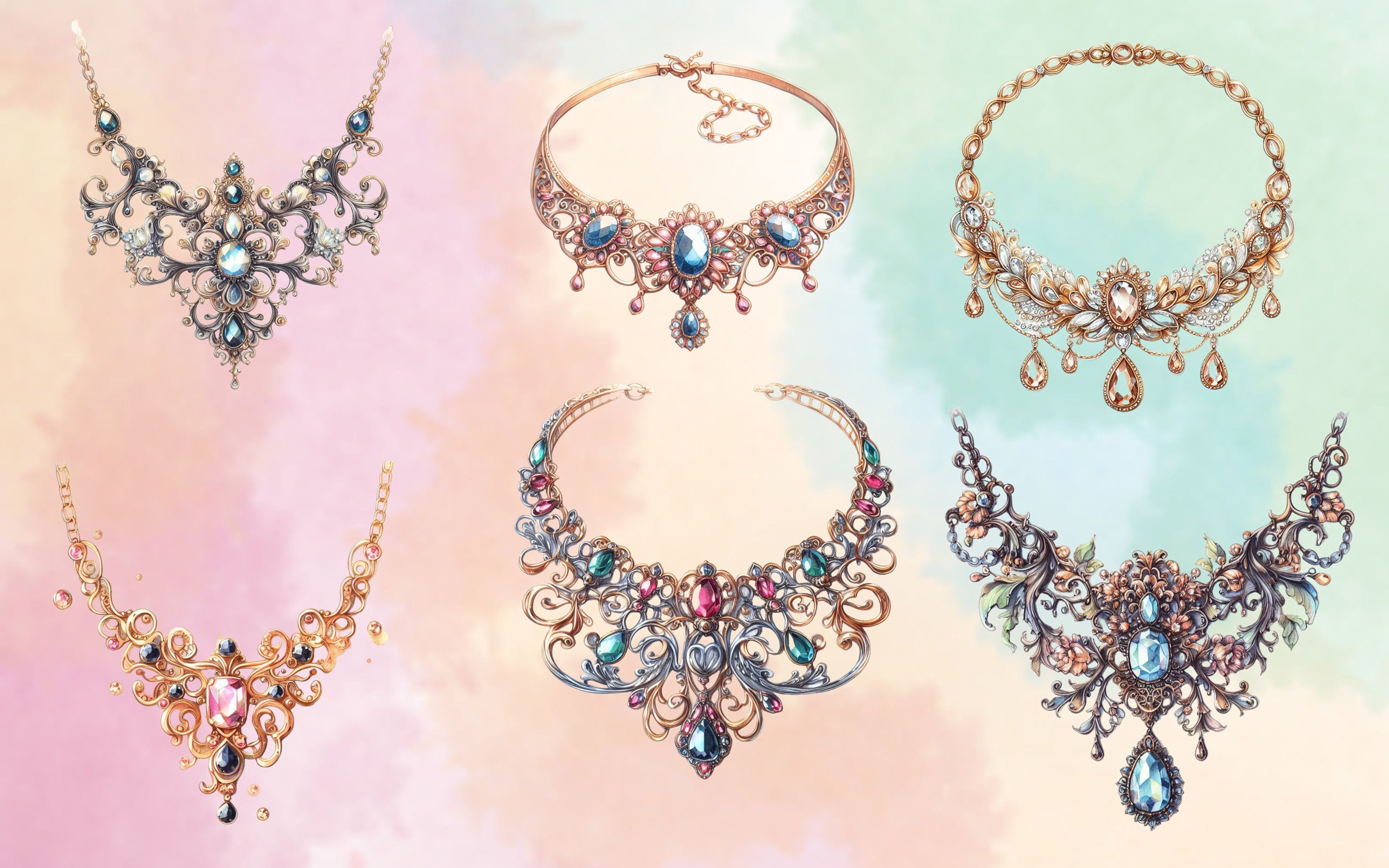 50 PNG Watercolor Jewelry Necklace Clipart, Jewelry Clipart Jewelry Png ...