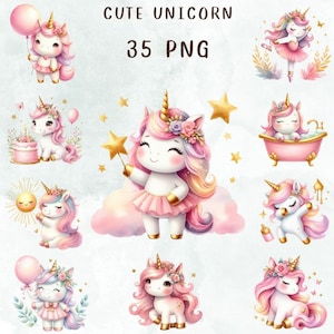 35 PNG Unicorn, Clipart, Valentine Day, Nursery Clipart, Rainbow Clip Art,Unicorn Png, Commercial Use